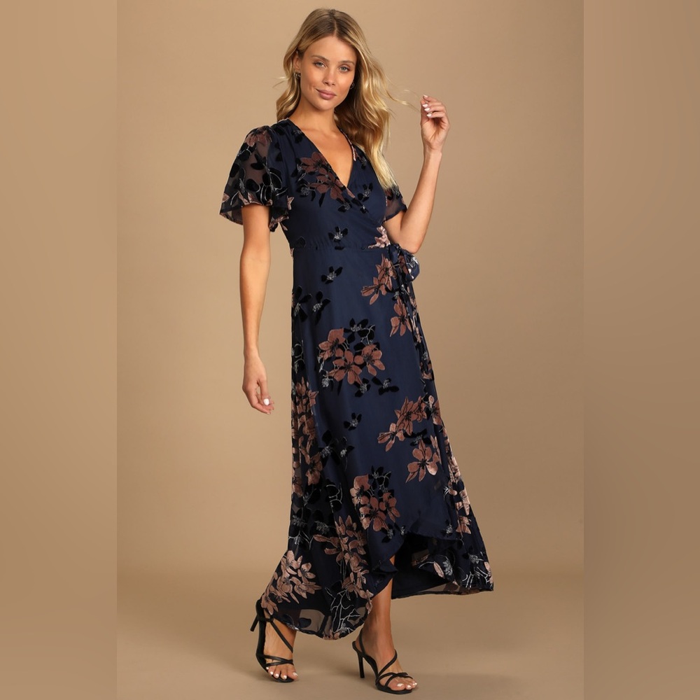 Lulu’s Velvet Jacquard Wrap Dress